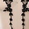 1 Pair 16" Length Black Beaded Floral Lace Appliques for Gothic Costume Veil Dress Design